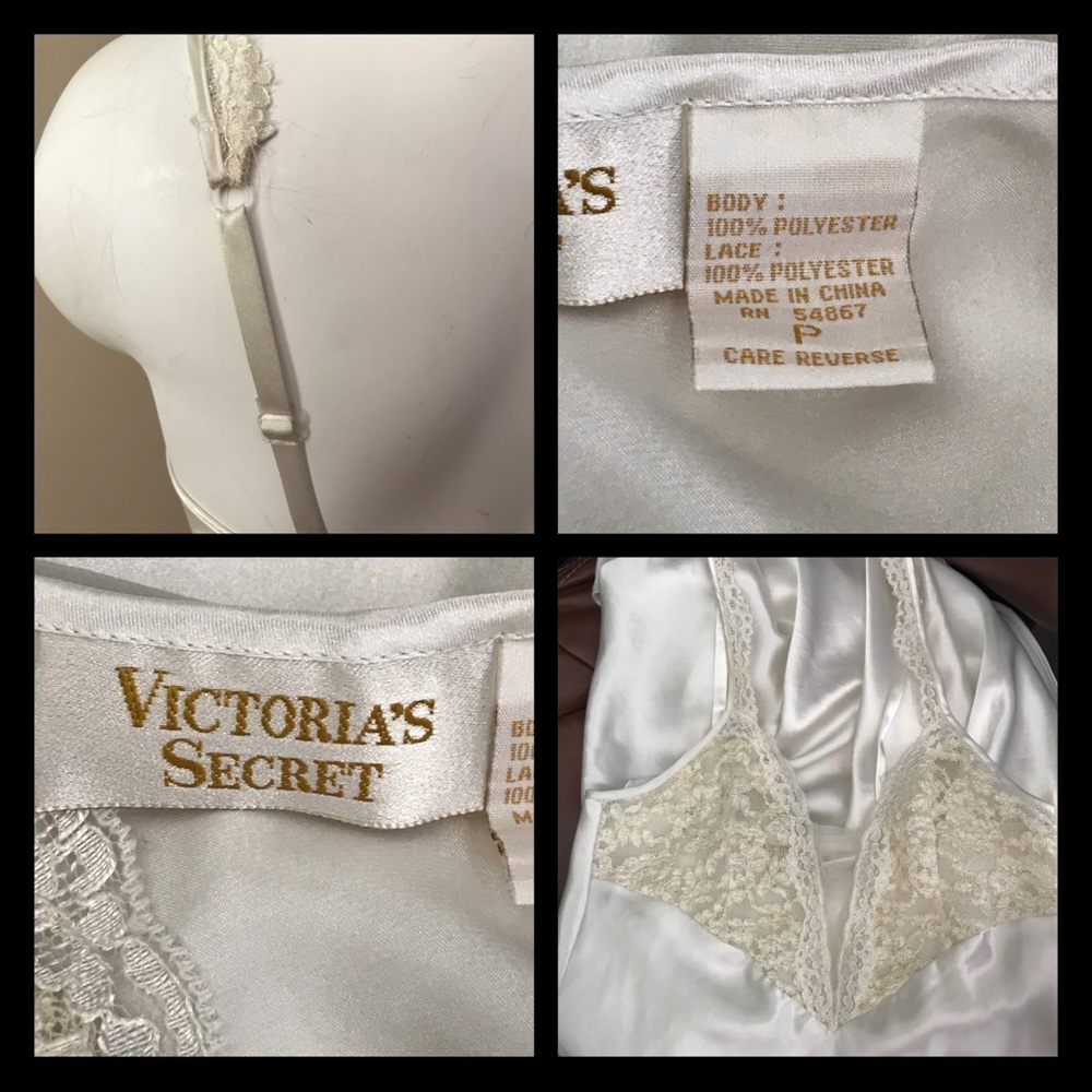 VS Luxurious White Satin & Lace Long Lingerie - Picture 2 of 8